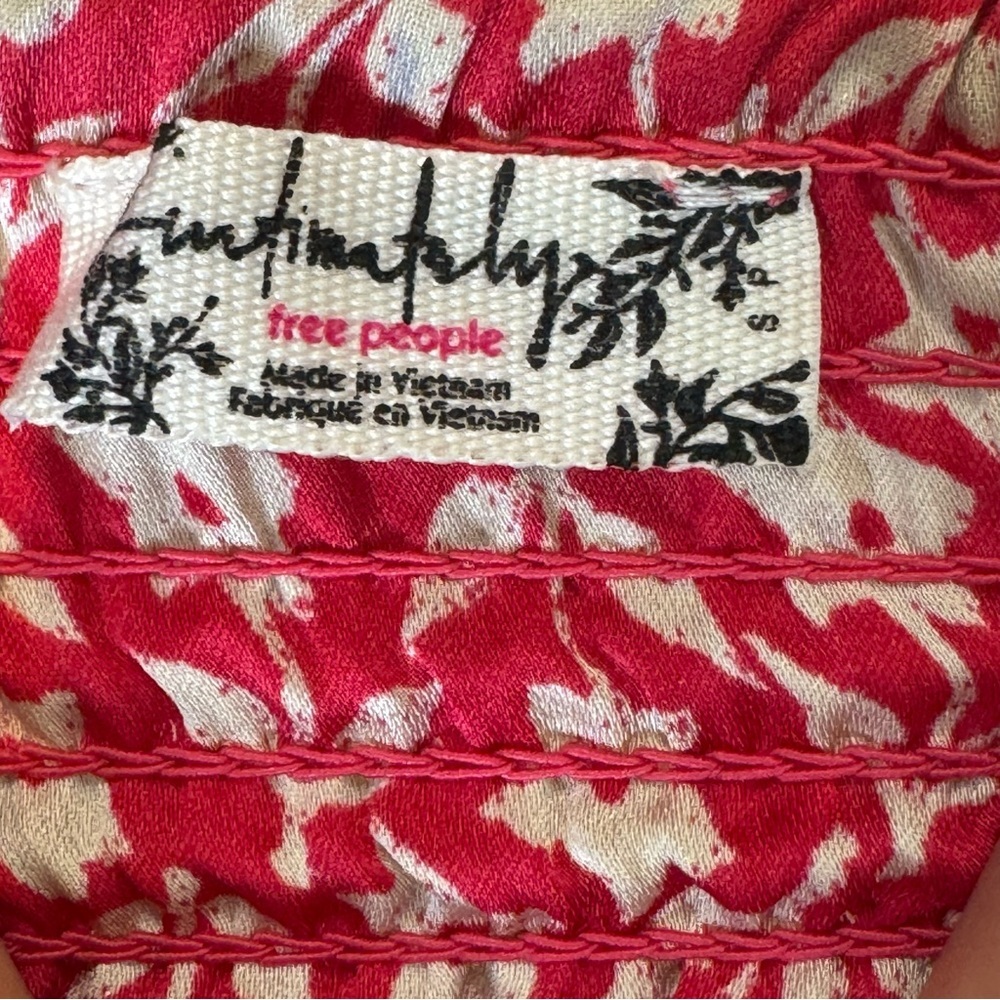 Free People pink Floral Mini Dress size small Spaghetti Strap Slip Dress - Picture 8 of 9